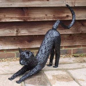 Black Cat Garden Sculpture Metal Ornament - Picture 1 of 4