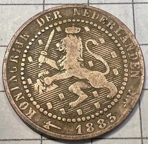 1883 Netherlands One Cent Coin - Free Shipping - Picture 1 of 6