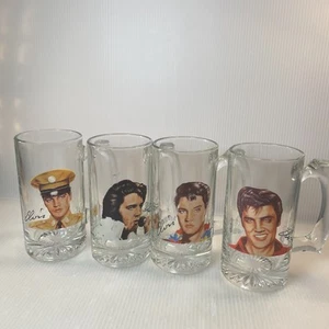 Vintage Elvis Presley 12 Oz. Drinking Stein Glasses Lot Of 4 - Picture 1 of 5