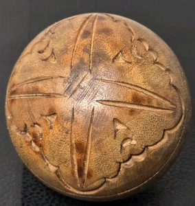 Bola de madera tallada a mano de 10 pulgadas de diámetro marrón color natural vintage - Imagen 1 de 5