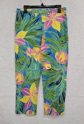 Lauren Ralph Lauren Womens Size 12 Tropical Floral Pants Cropped Beach High Rise - Image 1 of 4