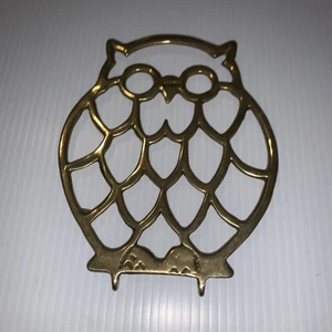 Vintage Brass Owl Hot Plate Trivet MCM Brass Trivet Wall Hanging 6.5 X 5 - Picture 1 of 5