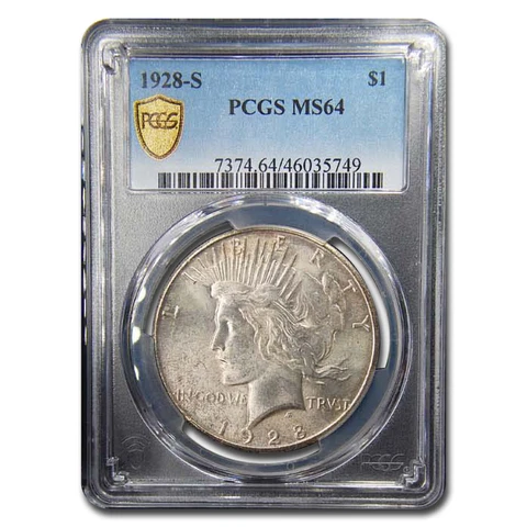 1928-S Peace Dollar MS-64 PCGS Cover