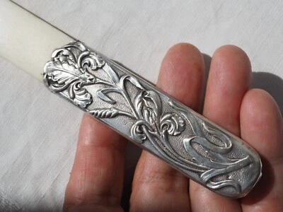 OUVRE LETTRE COUPE PAPIER ANCIEN ARGENT MASSIF ART NOUVEAU ANTIQUE LETTER OPENER - Photo 1/4