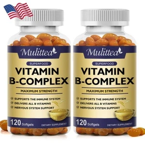 Vitamin B Complex w/ Vitamin C Immune, Energy & Nervous System Support, 240 Caps - Picture 1 of 11