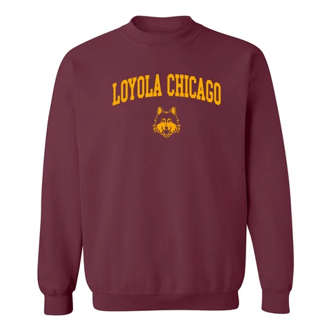 Loyola Chicago Ramblers Arch Logo Crewneck Sweatshirt - Maroon Cover