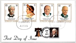 #4504 GEORGE WASHINGTON AJMAN CHURCHILL, EISENHOWER, NAPOLEON NAKANO PERFINS - Picture 1 of 2