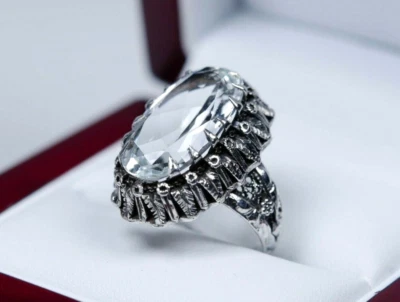 Argento - Antico Stile Liberty Anello - Naturale 5.00 CT Acquamarina (Testato) - Immagine 1 di 4