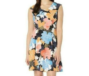 London Times Stretch Sheath Day Dress Womens Size 22W Navy Multi Floral NWT $120 - Picture 1 of 5
