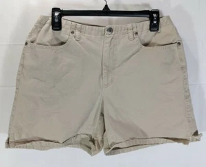 LIZ CLAIBORNE-LIZWEAR JEANS pantaloncino jeans donna beige vita media kaki taglia 10 - Foto 1 di 9