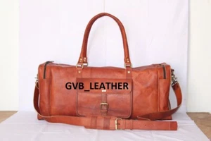 Men Real Vintage Top grade Leather travel duffel weekend bag lightweight luggage - Picture 1 of 4