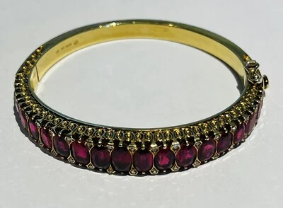 卡地亚 罕见 GIA 39.80 克拉 红宝石 18KT 金和钻石手镯 伦敦 C1933 — 第 1/4 张图片