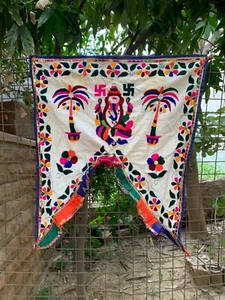 Handmade Ganesha Toran Door Topper Wall Hanging Valance Tapestry Home Decoration - Picture 1 of 17