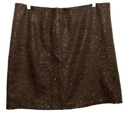 J Crew Skirt 14  Brown With Sequin WoolBlend Lined A Line Mini - Image 1 of 4