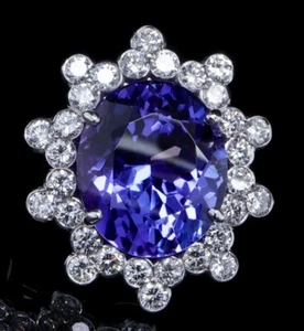 18.3ct Violet Blue Tanzanite & 2.51ct VS Diamond 18ct Gold Ring sz M Val $41120 - Picture 1 of 9