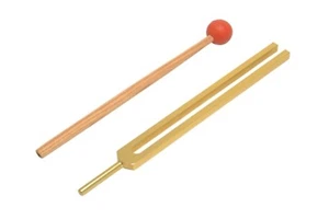 NEW GOLD Om Ohm Tuner Tuning Fork + Mallet+Pouch for Relax Meditate Healing - Imagen 1 de 3