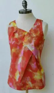 NWT Ann Taylor LOFT Orange Poppy print cascade women's Blouse Top Sz XSP, SP - Picture 1 of 2