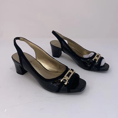 Karen Scott Jerricca Slingback Pumps Women's US 5M Black Leather Crocodile 0529 - Image 1 of 4