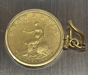 Great Britain Farthing 1799 George III Gold Tone Plated Coin Pendant - Picture 1 of 7