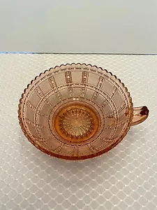 Vtg Imperial Glass Peach Pink Beaded Block 5.5X2.5 w/Handle Nut Bowl PQ Ornate - Picture 1 of 3
