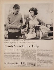 Metropolitan Life Insurance 1963 chequeo de seguridad familiar anuncios impresos de colección - Imagen 1 de 1