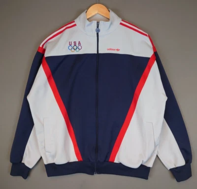 DE COLECCIÓN AÑOS 80 Adidas Juegos Olímpicos EE. UU. Cremallera Completa Sudadera Chaqueta Para Hombre Talla Mediana Foto 1 de 4