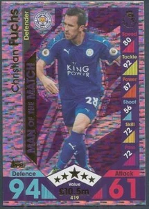 TOPPS MATCH ATTAX 2016-17- #419-LEICESTER CITY-CHRISTIAN FUCHS-HOMBRE DEL PARTIDO - Imagen 1 de 1