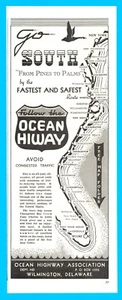 1946 Ocean Hiway DRUCKANZEIGE Verkehrsstaus vermeiden Wilmington Delaware Reisen - Bild 1 von 3