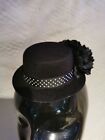 Black Mini Top Hat Flower Decor Goth Style Rockabilly Halloween