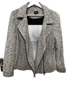 Marks And Spencer Grey Textured Ladies Biker Jacket Size 18 Great Condition - Picture 1 of 8