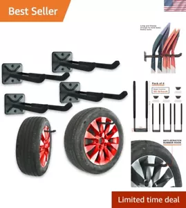 Durable Steel Garage Utility Hooks: 4 Heavy-Duty Wall Hangers, Easy Installation - Picture 1 of 11