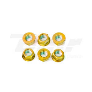 42527 6 Dadi Flangiati ORO M10x1,25 per Montaggio Corona Trasmissione Moto - Picture 1 of 1