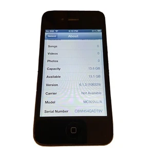 *** VERY RARE IOS 6.1.3 Apple iPhone 4s 16GB Black Unlocked A1387 GSM - Afbeelding 1 van 3