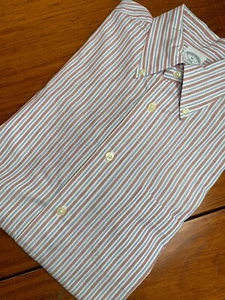 Brooks Brothers Button Shirt Mens Size Medium Blue Red White Stripes Regent - Bild 1 von 4
