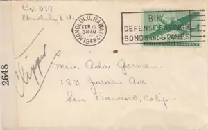 1943, Honolulu, HI a San Francisco, CA, censurado, correo Clipper (C2092) - Imagen 1 de 1