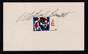 William Bennett (1943- ), US Secretary of Education, signed Arts stamp on card - Picture 1 of 1
