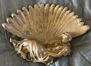 Art Deco Bronze Figure Woman And Shell - Picture 1 of 4