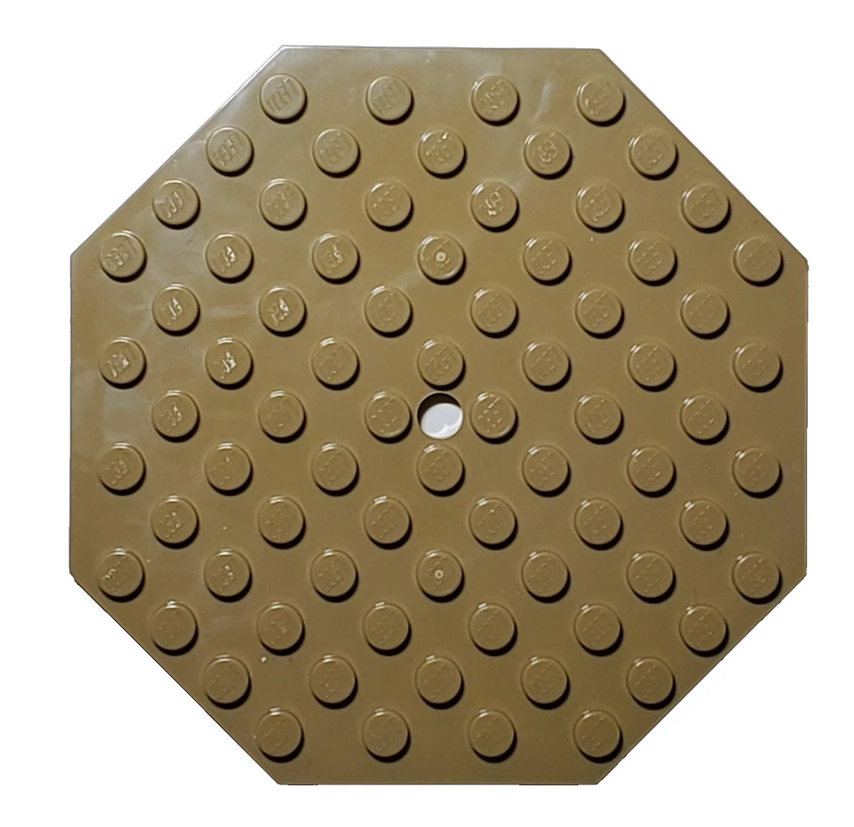 Lego Parte 89523 Placa, Modificada 10x10 Octogonal com Buraco Bronzeado Escuro - Imagem 1 de 1