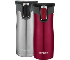 Contigo Autoseal West Loop 16Oz Stainless Steel Travel Mug 2-Pack Very Berry" - Picture 1 of 5