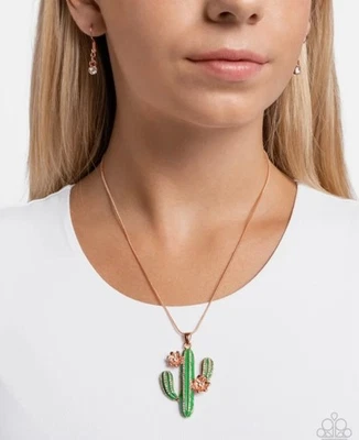 Paparazzi Carefree Cactus Bright Copper Necklace - Image 1 of 2