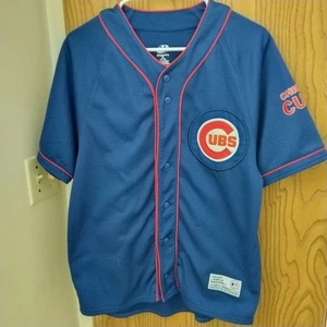 Chicago Cubs Jersey Sz M Blue Embroidered Button Dynasty Series MLB Baseball - Picture 1 of 7