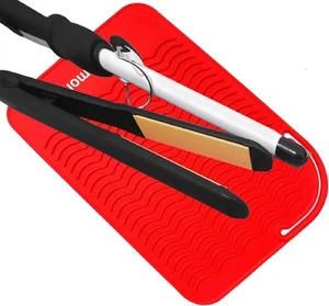 Large Heat Resistant Mat for Curling Irons, Hair Straightener, Flat Irons Red - Picture 1 of 7