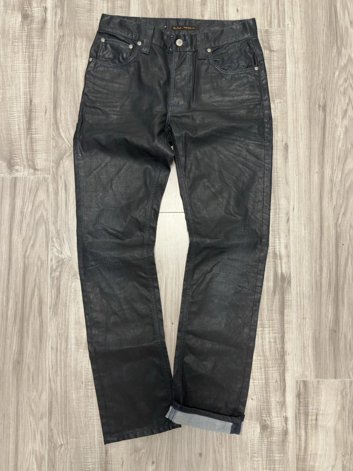 NUDIE JEANS CO. NEGRO RECUBIERTO ÍNDIGO FINO ALETA/HOMBRE TALLA 31x32 JEANS DENIM CRUDO. Foto 1 de 4