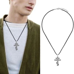 Collar Cruz Ortodoxa Rusa Plata Aleación 45+5 cm Religioso Sch - Imagen 1 de 12