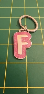 Letra "F" Llavero Tono Plata Rosa Brillante Esmalte Alfabeto Llave Inicial, B3b6 - Imagen 1 de 2