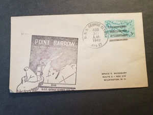 USS George Clymer APA-27 Cubierta Naval 1949 Oso Polar Actico Cachet Punto Carretilla - Imagen 1 de 2