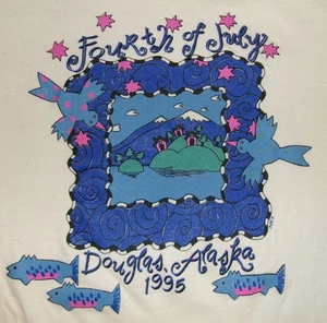 CAMISETA DE COLECCIÓN AÑOS 90 DOUGLAS ALASKA 2XL PUNTO ÚNICO 4 DE JULIO 1995 ¡30 AÑOS! - Imagen 1 de 4