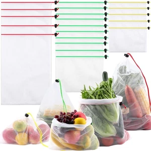 20 Pack Reusable Produce Bags,Mesh Produce Bags Washable,See-Through Vegetabl... - Picture 1 of 7