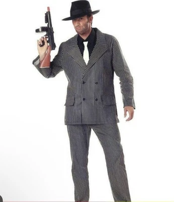 California Disfraces Adulto Gángster Talla M 40-42 Chaqueta Pantalones y Dickey Con Corbata Foto 1 de 4