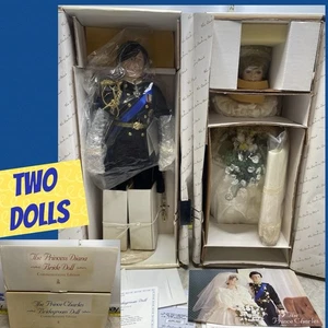 Princess Diana & Prince Charles Wedding Porc Dolls By Danbury Mint NIB W/papers - Picture 1 of 11